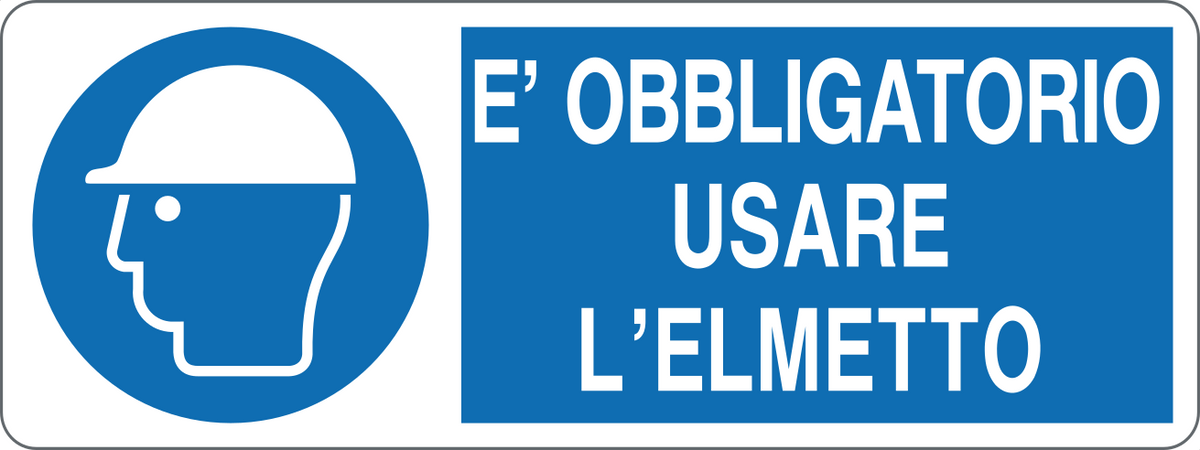 Cartello è obbligatorio usare l'elmetto 333