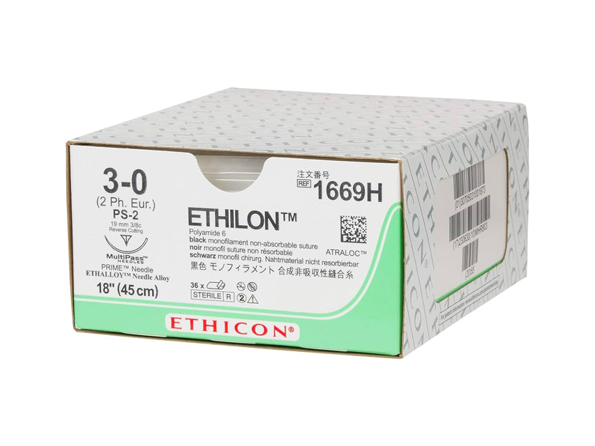 SUTURE MONOFILAMENT ETHICON ETHILON - aiguille 3/0 19 mm