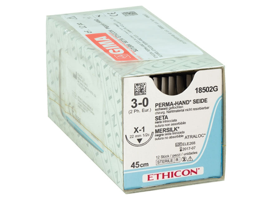 ETHICON PERMA-HAND SILK SUTURE - 3/0 needle 22 mm - braided