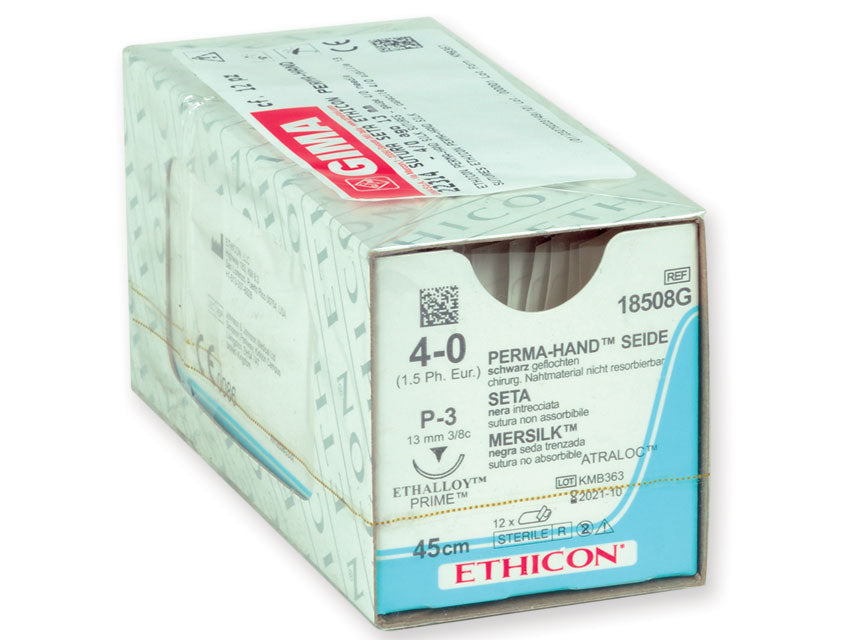 ETHICON PERMA-HAND SILK SUTURE - 4/0 needle 13 mm - braided