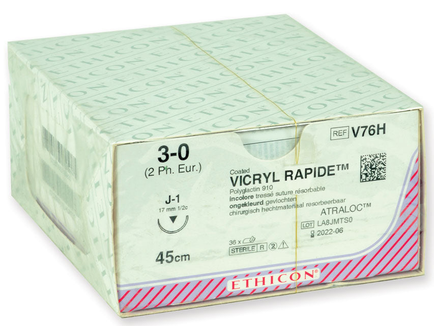 ETHICON VICRYL RAPID ABSORBABLE SUTURE - 3/0 needle 17 mm - braided