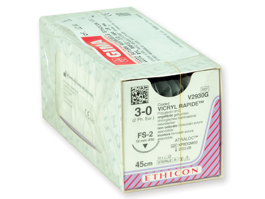ETHICON VICRYL RAPID ABSORBABLE SUTURE - 3/0 needle 19 mm - braided