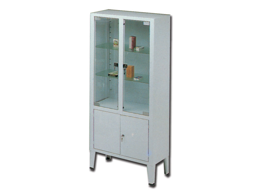 4 DOOR SHOWCASE - 3 shelves - tempered glass