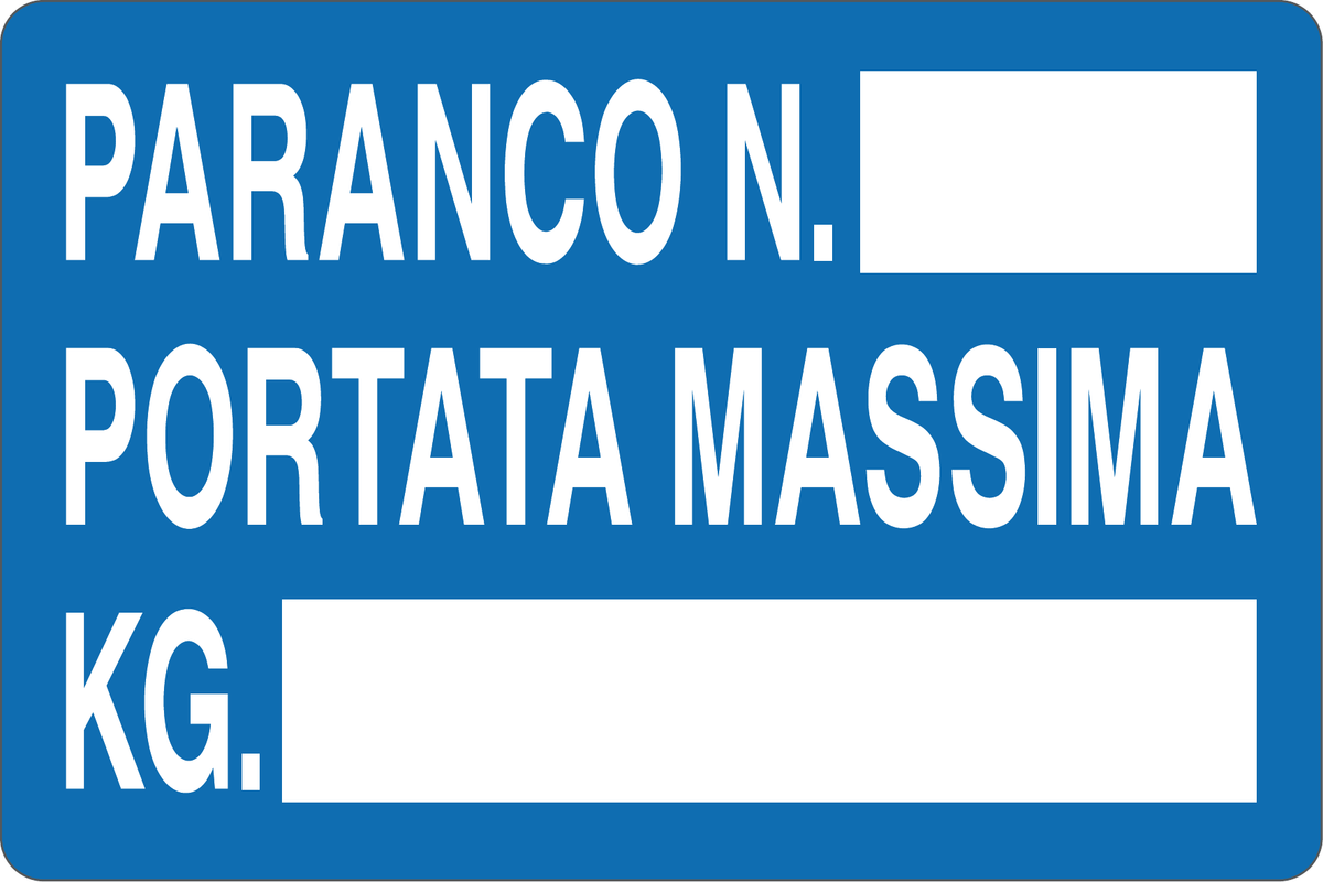 Cartello paranco n. ___ portata massima kg ___ 748