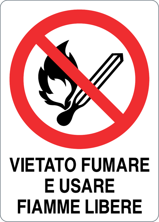 Cartello vietato fumare e usare fiamme libere 1010
