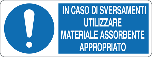 Cartello in caso di sversamenti, utilizzare materiale assorbente appropriato 34061