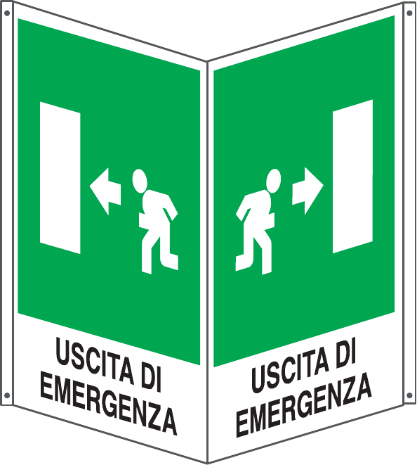 Cartello uscita di emergenza a destra attacco a destra 436
