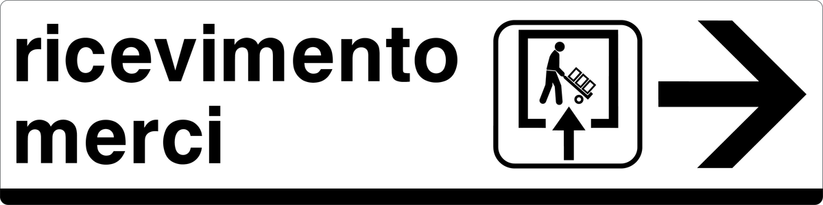 Cartello ricevimento merci freccia destra 868