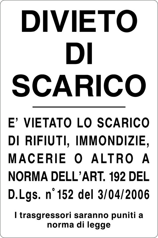 Cartello divieto di scarico 913