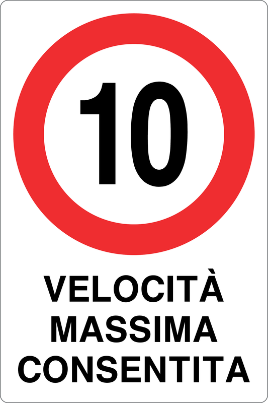 Cartello 10 km/h velocità massima consentita 942