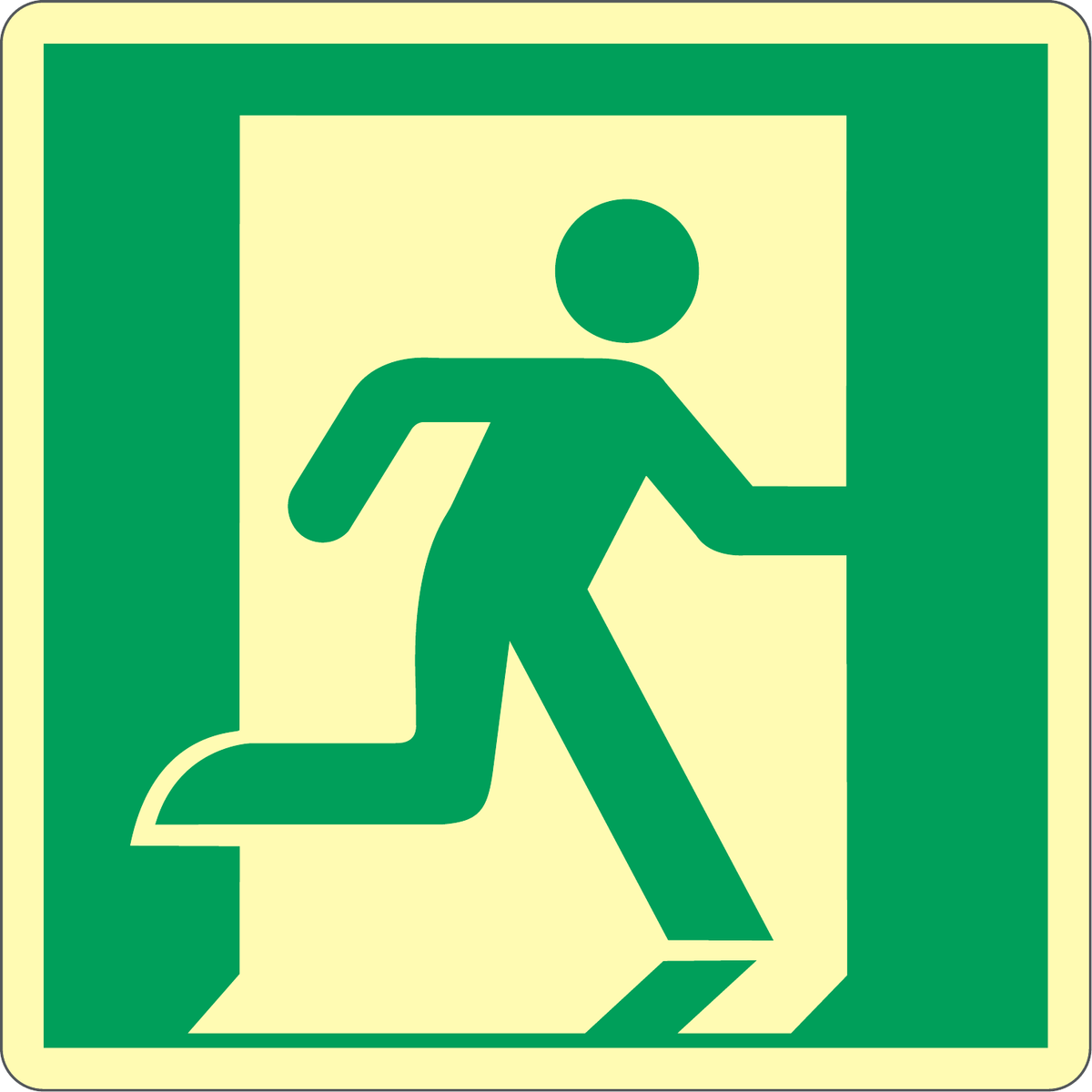 Cartello simbolo uscita di emergenza a destra - UNI ISO 7010 ZL403