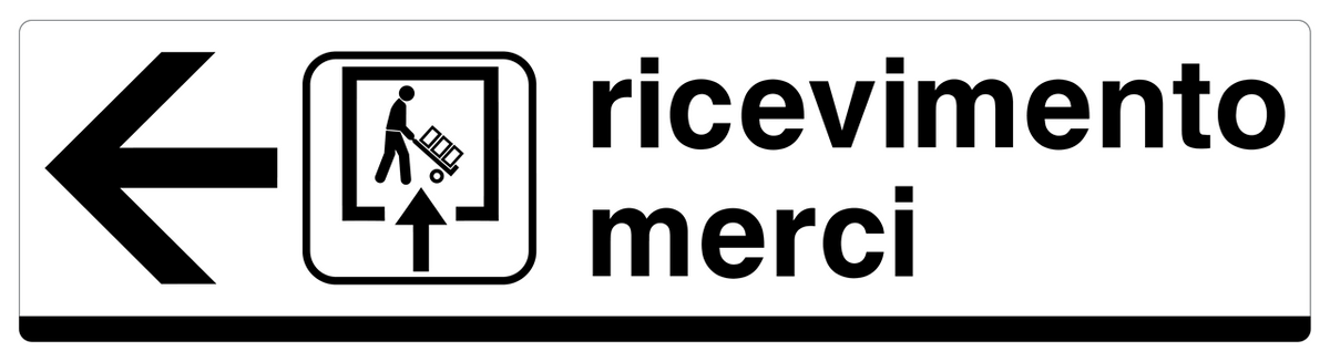 Cartello ricevimento merci freccia sinistra 868