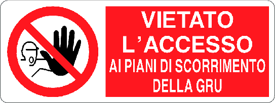 Cartello vietato l'accesso ai piani di scorrimento della gru 147
