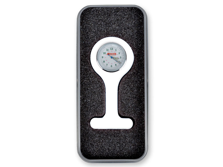 NURSES WATCH with aluminum box - round - white