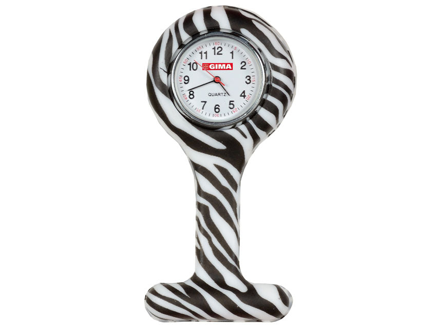 RELOJ DE ENFERMERA - redondo - estampado de cebra