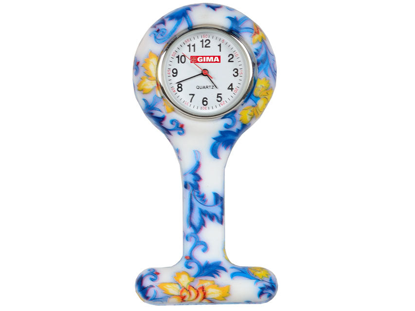 NURSES WATCH - round - leaves pattern