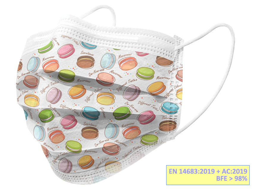 GISAFE MASCHERINA CHIRURGICA FILTRANTE 98% 3 VELI tipo IIR con elastici - adulti - macarones - flowpack