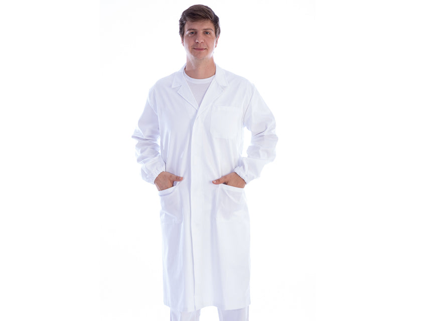 WHITE COAT WITH SNAPPER - cotton/polyester - unisex - size S