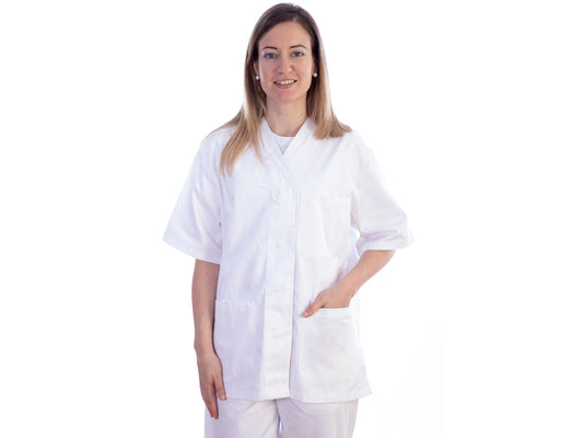 CHAQUETA CON BOTONES-algodón/pol.-mujer S blanco