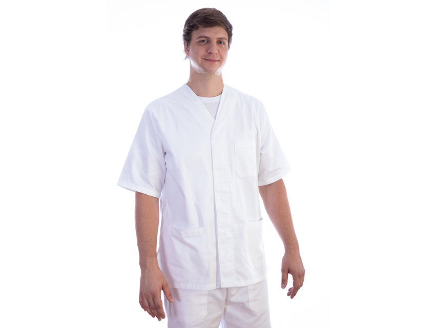 JACKET WITH BUTTONS-cotton/pol.-unisex L white