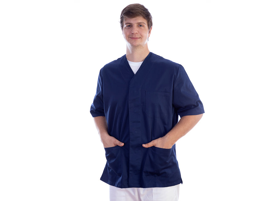 VESTE AVEC BOUTONS-coton/pol.-unisexe XXL bleu