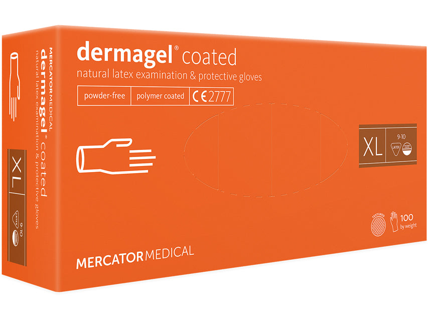 DERMAGEL LATEXHANDSCHUHE – PUDERFREI – extra groß