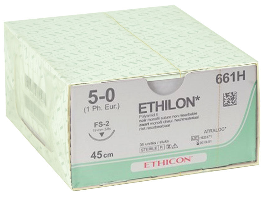 ETHICON ETHILON MONOFILAMENT SUTURE - 5/0 needle 19 mm
