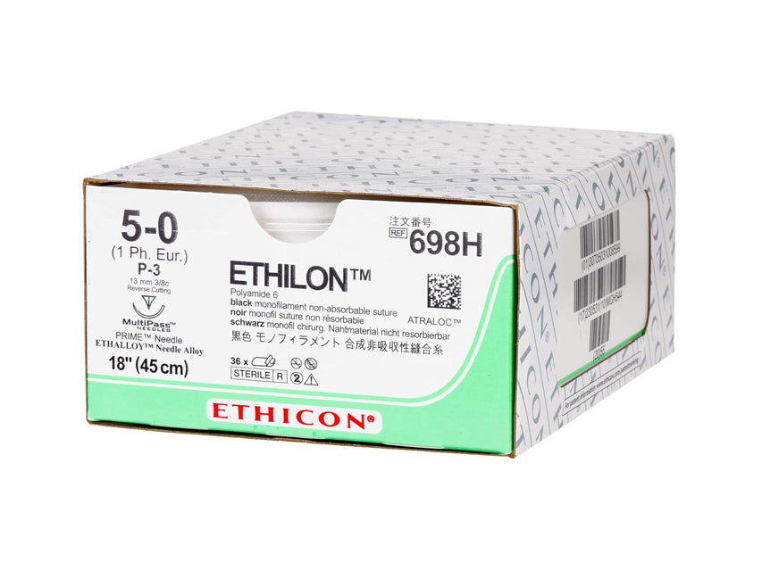 ETHICON ETHILON MONOFILAMENT SUTURE - 5/0 needle 13 mm