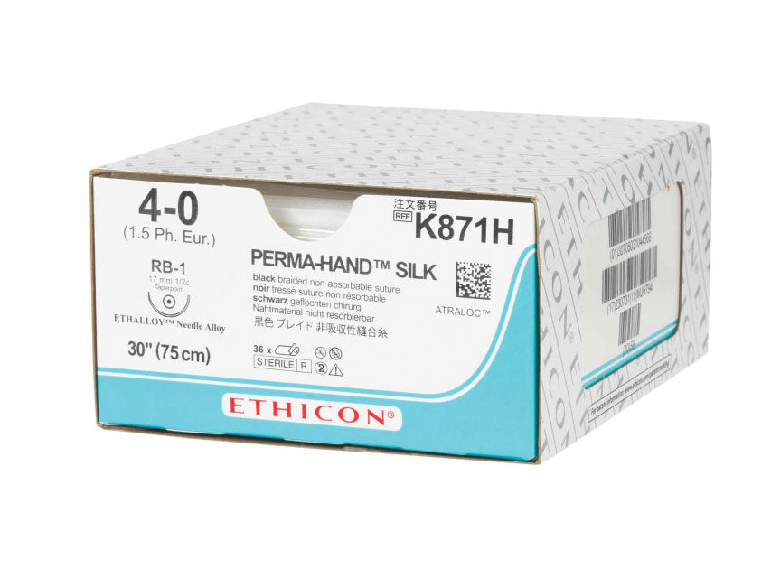 SILK SUTURE ETHICON PERMA-HAND - 4/0 needle 17 mm RB-1 - braided