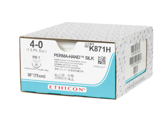 Seidennahtmaterial ETHICON PERMA-HAND – 4/0 Nadel 17 mm RB-1 – geflochten