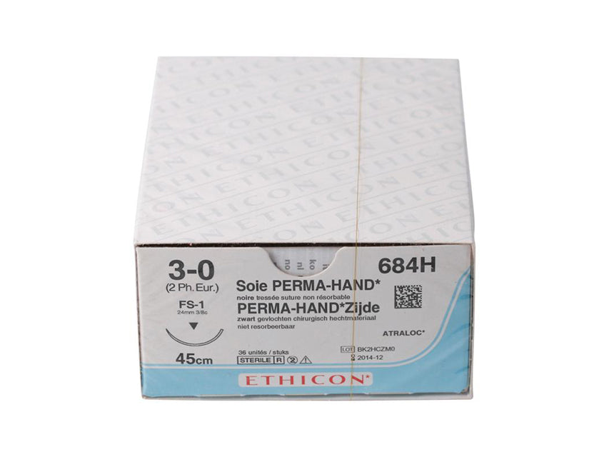 ETHICON PERMA-HAND SILK SUTURE - 3/0 needle 24 mm - braided