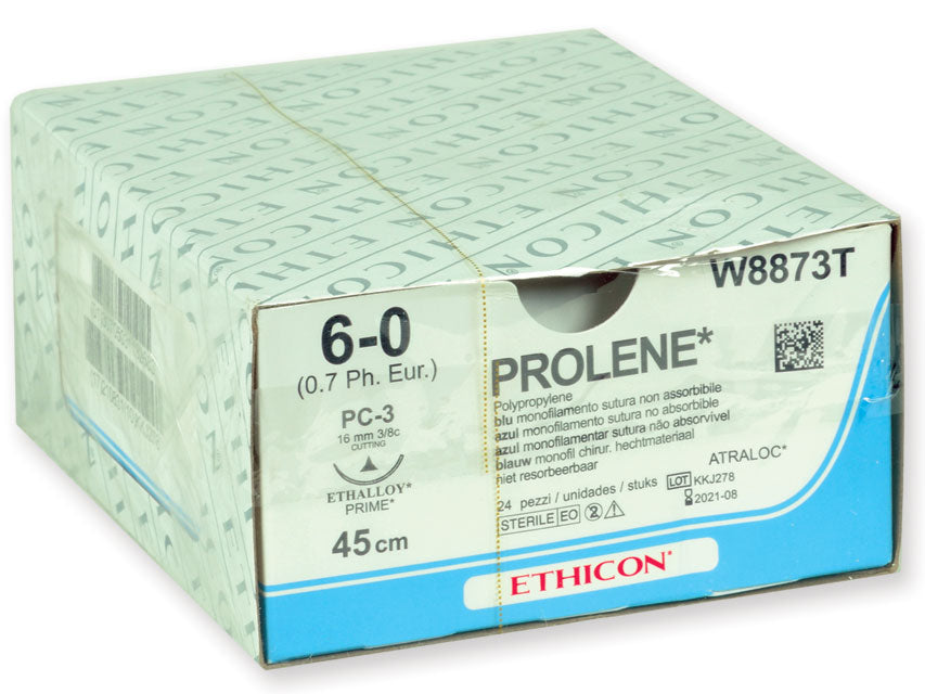 SUTURA MONOFILAMENTO AZUL ETHICON PROLENE - Aguja 6/0 16 mm