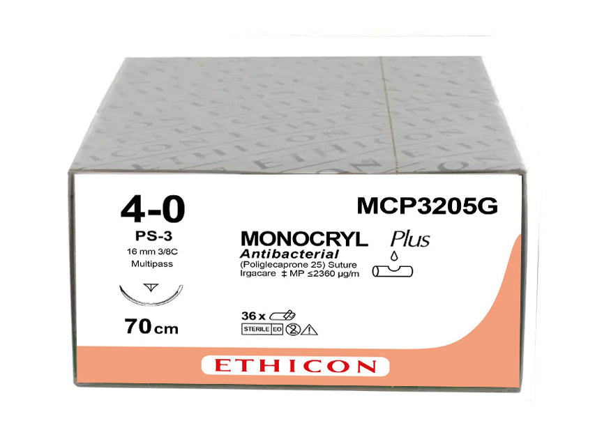 ETHICON MONOCRYL ABSORBABLE SUTURE - 4/0 needle 16 mm