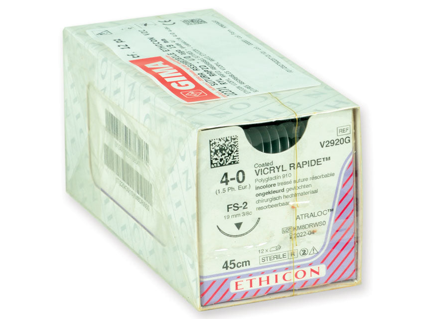 SUTURE RÉSORBABLE RAPIDE ETHICON VICRYL - aiguille 4/0 19 mm - tressée