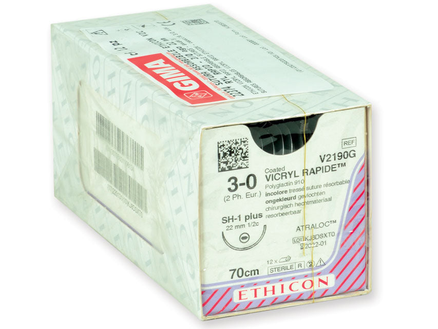 SUTURE RÉSORBABLE RAPIDE ETHICON VICRYL - aiguille 3/0 22 mm - tressée