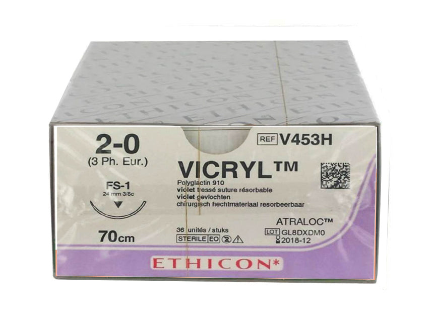 ETHICON VICRYL ABSORBABLE SUTURE - 2/0 needle 24 mm