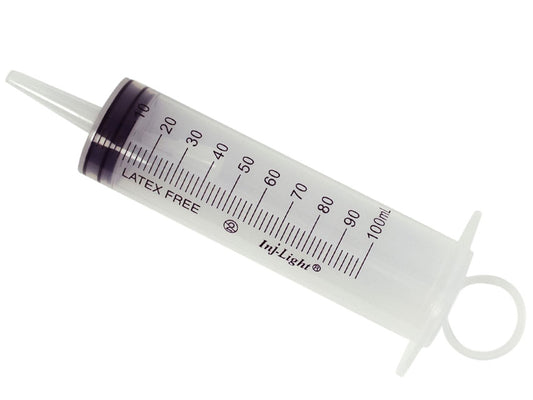 3-TEILIGE SPRITZE OHNE NADEL – 100 ml KONISCHER KATHETER