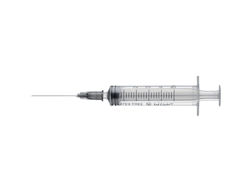 JERINGA DE 3 PIEZAS CON AGUJA DE 21G - Cono Luer Central de 5ml