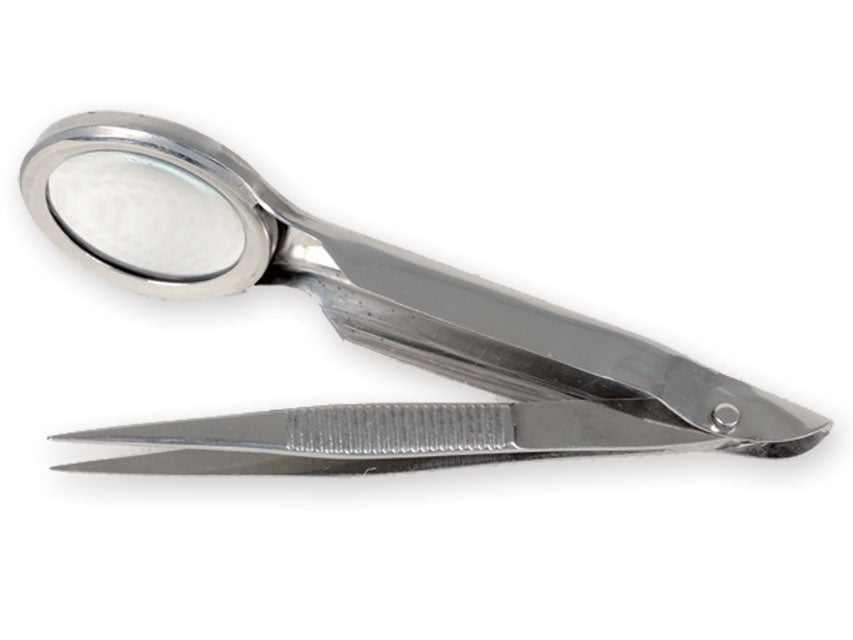 TWEEZERS WITH 2X MAGNIFYING LENS - 8 cm
