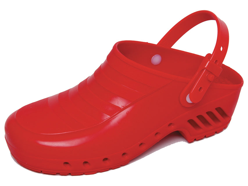 RED CLOGS - without holes with strap - 37