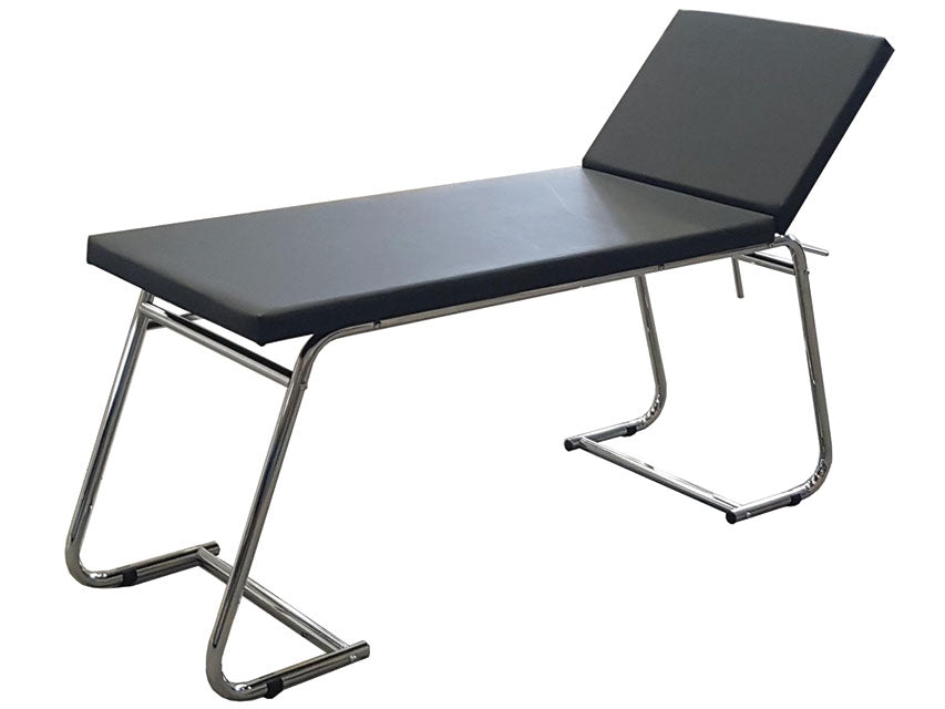 CAMA DE EXAMEN MÉDICO - cromada - negra