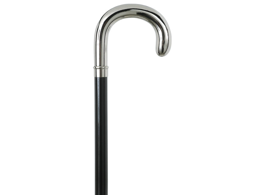 "LEONARDO" WOODEN STICK - metal - curved handle