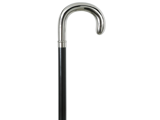 "LEONARDO" WOODEN STICK - metal - curved handle