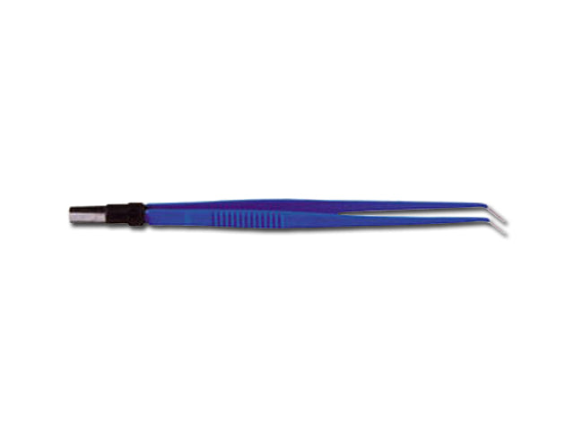 STRAIGHT BIPOLAR FORCEPS 15 cm - curved tips 0.5 mm
