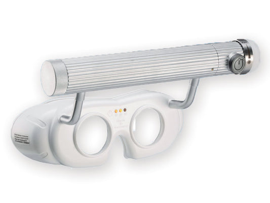 BATTERIEBETRIEBENE LED-NYSTAGMO-BRILLE – weiß