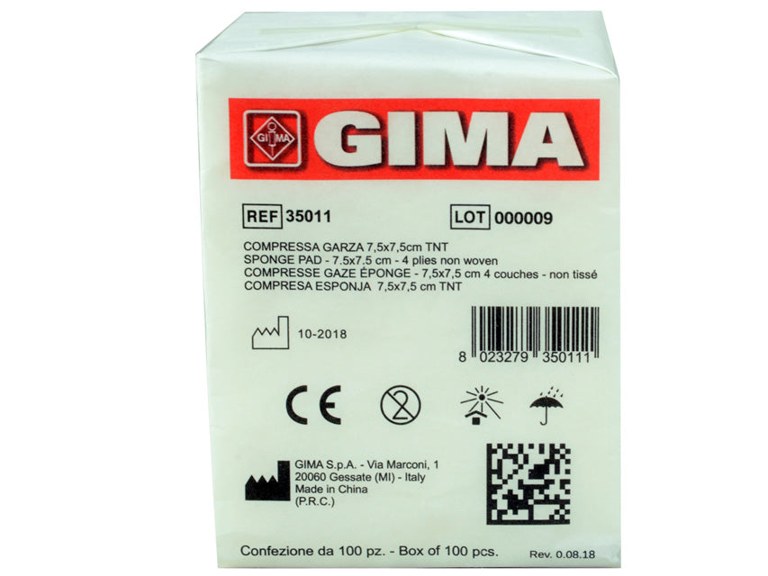 COMPRESSE GARZA TNT - 7,5x7,5 cm - 4 veli - 10 pacchi da 100