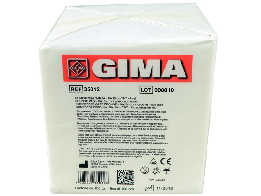 COMPRESSE GARZA TNT -10x10 cm - 4 veli - 10 pacchi da 100