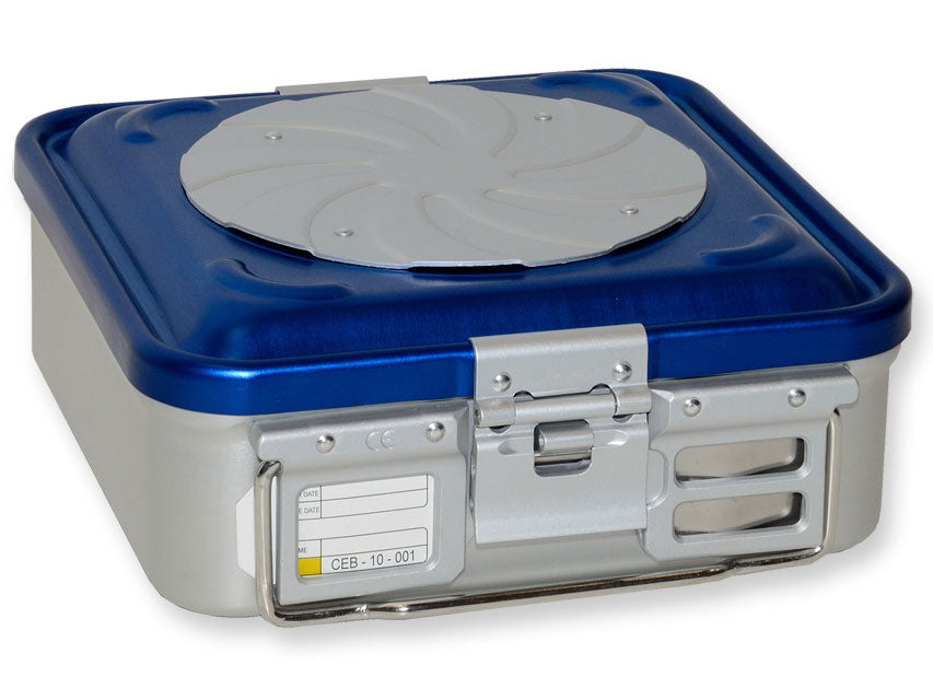 CONTAINER CON VALVOLA piccolo h 100 mm - blu forato