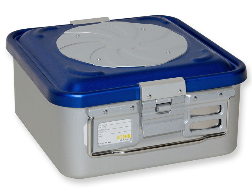 CONTAINER CON VALVOLA piccolo h 135 mm - blu forato