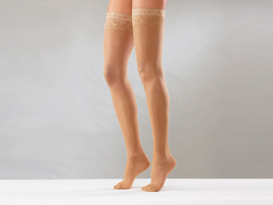 CALZA AUTOREGGENTE - XL - forte compressione - beige